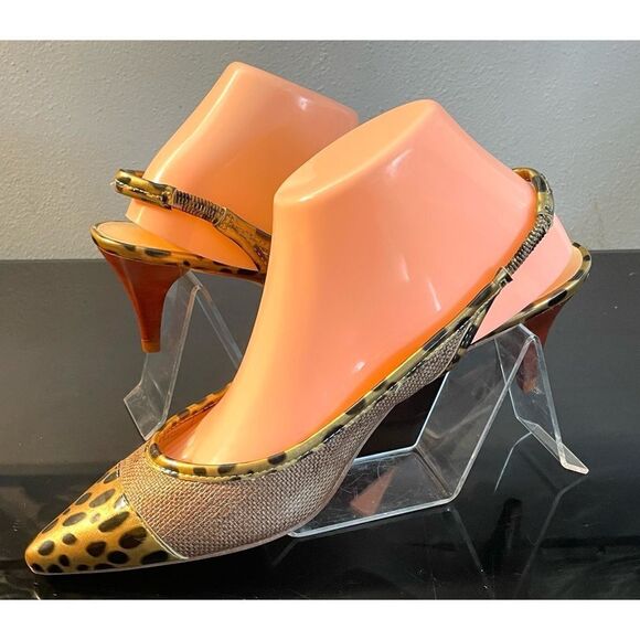 Talbots New slingbacks brown with leopard pattern 8.5 M Pointed Front Slip On - Picture 6 of 10